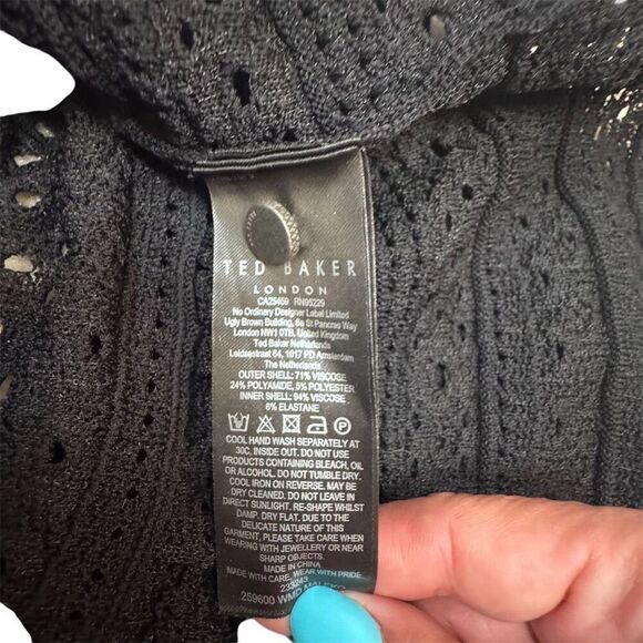 EUC Ted Baker Women's Black Lace Flared Knee Length Dress Size 2 - Picture 5 of 6